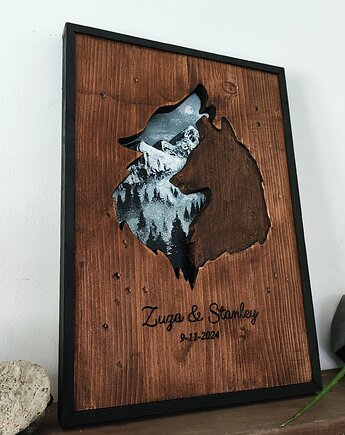 Personalizowane Zakochane Wilki 30x40 cm, Be ART