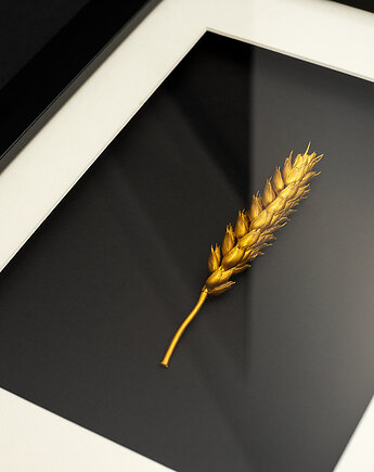 Złoty Kłos Pszenicy w Czarnej Ramie. Nowoczesny Obraz 3D A4, Kuźnia Obrazów