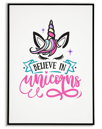 Plakat JEDNOROŻEC z napisami dla dziewczynki unicorns, Bajkowe Obrazki