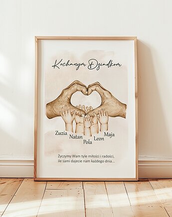 Prezent dla Babci i Dziadka - Plakat z imionami wnuczków typ 5, Dekoracjan