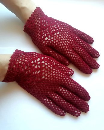 Bordowe koronkowe rękawiczki, Rekami Stworzone