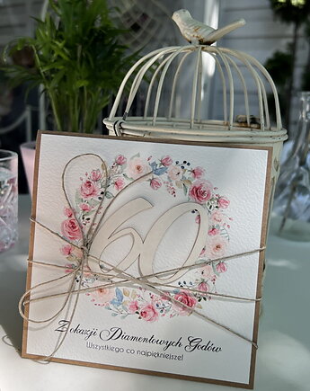 Stylowa kartka z okazji 60. rocznicy ślubu - diamentowe gody - życzenia, sorte