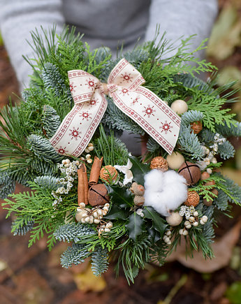 Świąteczy wianek naturakny- NORDIC, Projekt wianki