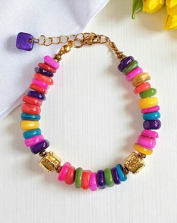 BRANSOLETKA : Summer collection: złota lawa, kolorowa masa perłowa, kaktusia