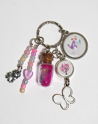 Breloczek - Aniołek, motyle, fiolka, pastelowy, yenoo