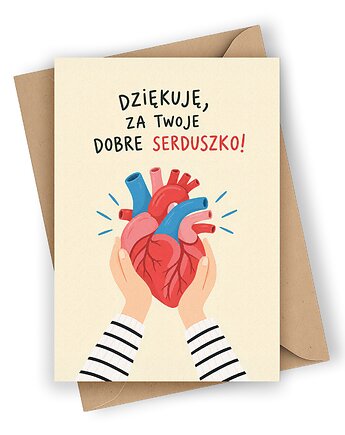 Kartka okolicznościowa- Dziękuję za Twoje dobre serduszko!, Czarna Owca Karteczki