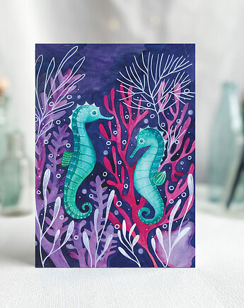 Seahorses kartka okolicznościowa z kopertą i konikami morskimi, muamua design