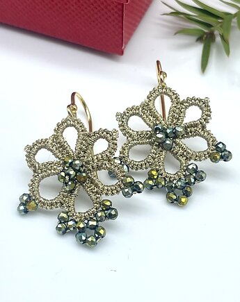 Kolczyki śnieżynki koronka frywolitka 098, Branicka Art