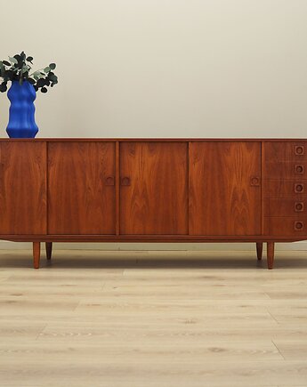 Sideboard tekowy, duński design, lata 60, produkcja: Fars, Przetwory design