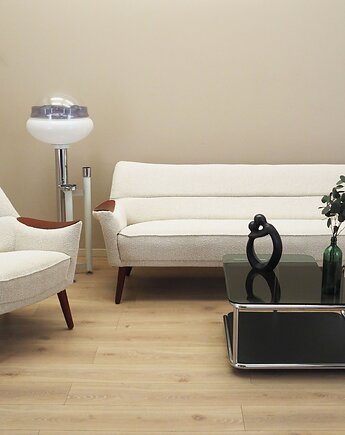 Komplet wypoczynkowy beżowy, duński design, lata 70, produkcja: Dania, Przetwory design