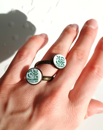 Pierścionek Włocławek podwójny, biżuteria z talerzy