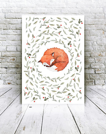 Plakat z lisem. i love forest, Love Life and Forest