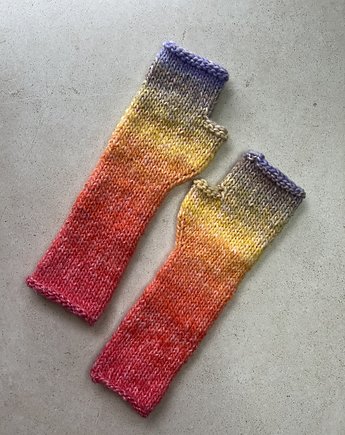 Zimowe mitenki z wełną wschód słońca, Made by Jaga