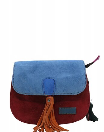 Torebka listonoszka zamszowa damska regulowany pasek kolorowa OLIVKA, Olivka Warsaw