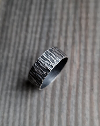 SREBRO masywna obrączka TUNDRA oksydowana, RA