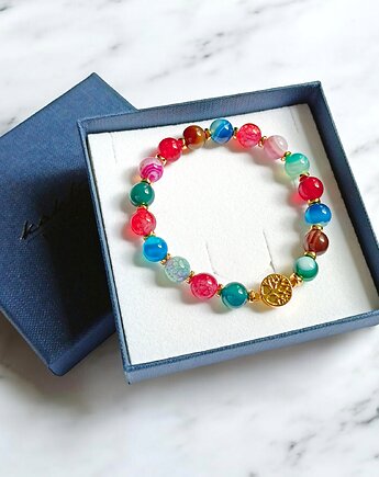 Drzewo życia : agat multicolor i hematyt złoty, kaktusia