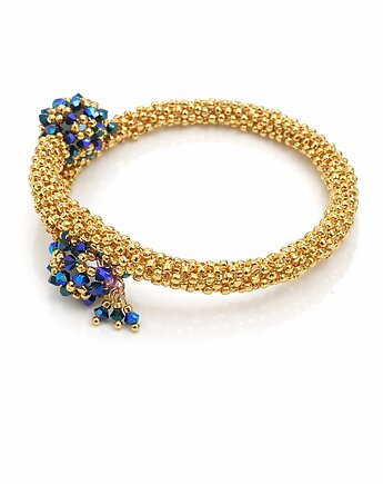 Bransoletka Szafirowy Blask  koralikowa złota metaliczna, lulukalina