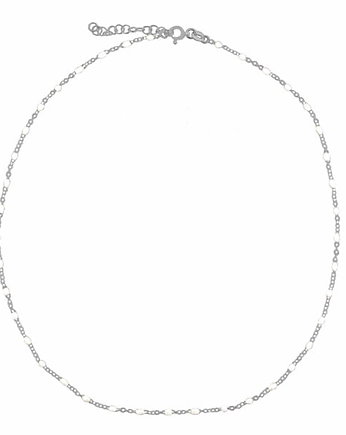 Srebrny naszyjnik CHOKER z białą emalią, ATdiament
