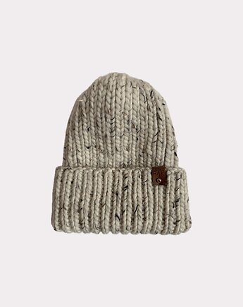 Czapka wełniana oversize - tweed naturalny, Kocie Motki