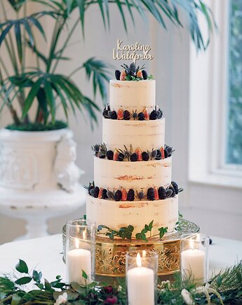 Drewniany Topper na tort personalizowany Ślub Weselny Rocznica ślubu IMIĘ, smxdsgn