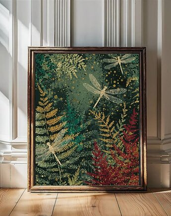 PLAKAT dekoracja ważka grafika leśna sztuka ścienna, black dot studio