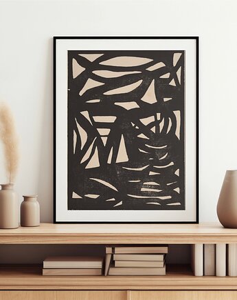 PLAKAT dekoracyjny abstrakcja japandi poster retro, black dot studio