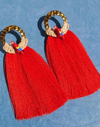 Kolczyki Papugi / ceramika / chwosty, NOMAD ACCESSORIES