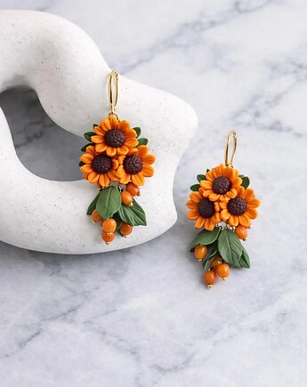Kolczyki Słoneczniki  Kolczyki z gliny polimerowej handmade, MariaPolymer