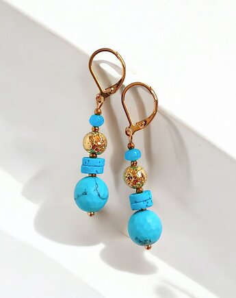 LIMITOWANE kolczyki: kolekcja summer ocean: turkusowo-złote, kaktusia