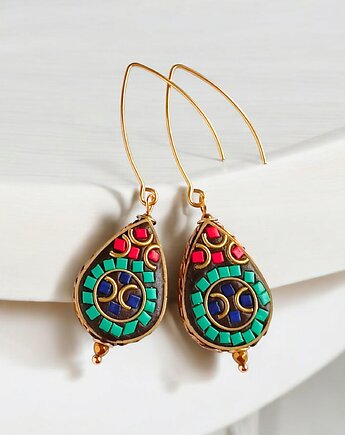 PREMIUM: kolczyki z  korali tybetańskich: długie