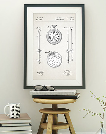 Zegarek - patent - plakat 50x70 cm, minimalmill