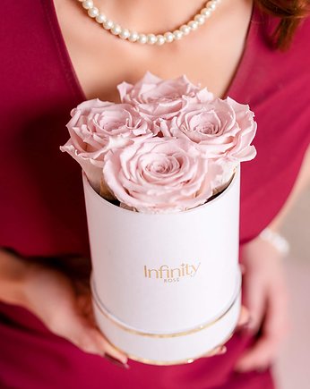 Jasnoróżowe wieczne róże średni biały flower box Infinity Rose, Infinity Rose