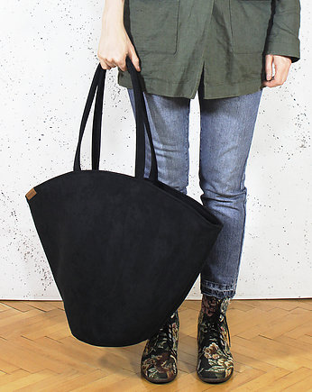 Shelly bag czarna torba nubuk syntetyczny vegan, hairoo