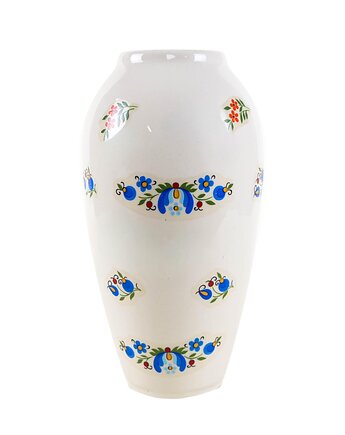 Wazon porcelanowy, dekor kaszubski, lata 80, produkcja: Polska, Przetwory design