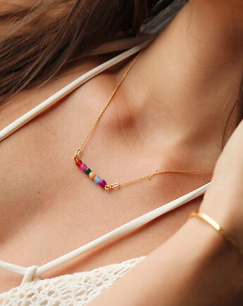 Naszyjnik kolorowe minerały srebro 925 pozłacane, Coccola JEWELLERY