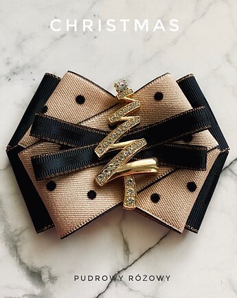 Brosza z Modową Choinką   Mikołajki Święta, Pudrowy Różowy