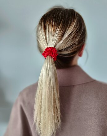 Gumka jedwabna, scrunchie, frotka flame red MINI, Capillum