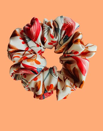 Gumka jedwabna, scrunchie, frotka kwiatowa mgła MAXI, Capillum