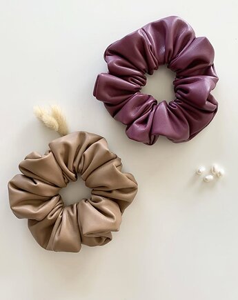 Scrunchie Diana z ekoskóry w śliwkowym kolorze, Volie Line