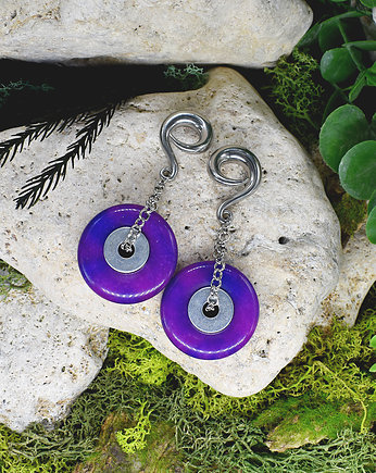 Ciężarki do uszu / fioletowy jadeit donut / taper, Spirit Of Copper