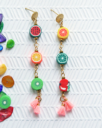 DŁUUUGIE owocowe kolczyki na sztyftach : LEKKIE, kaktusia