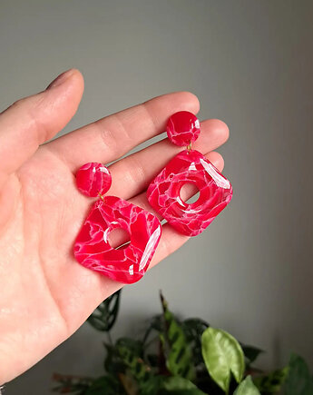 Duże wiszące różowe kolczyki sztyfty, Marshmaglow