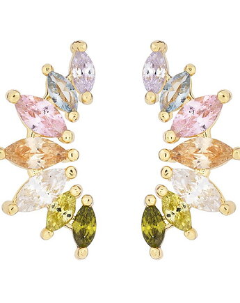 Kolczyki cyrkonie  kolorowe srebro 925 pozłacane, Coccola JEWELLERY