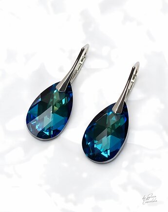 Srebrne kolczyki z kryształem Swarovski Bermuda Blue, Black Mamba Jewelry