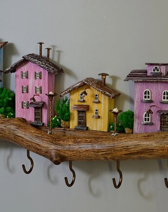 Wieszak na klucze domki na gałęzi 6 haków, Creative Craft Family R