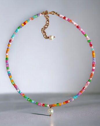 Choker : summer collection :: muszla i perły, kaktusia