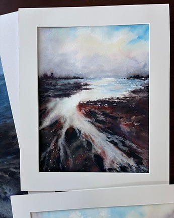 Obraz akwarelowy "Struktura I/2026" oprawiony w passe-partout 40x50 cm, Betańska Studio