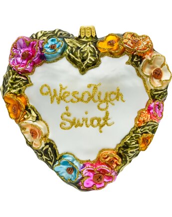 Bombka choinkowa: Serce kwiatowe: białe, Syn Bombkarza