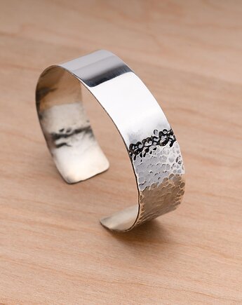 Bransoletka srebrna, doginana typu cuff (mankietowa), Ade Art