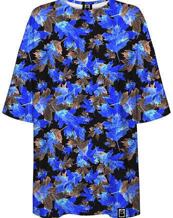 DR.CROW T-shirt Damski Oversize Blue Leaves, DrCrow